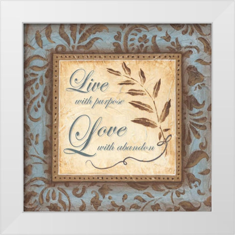 Live Love White Modern Wood Framed Art Print by Tava Studios
