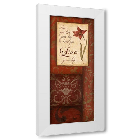 Live Your Life White Modern Wood Framed Art Print by Tava Studios