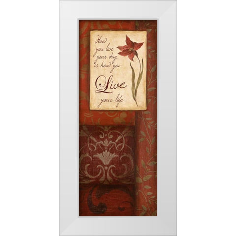 Live Your Life White Modern Wood Framed Art Print by Tava Studios