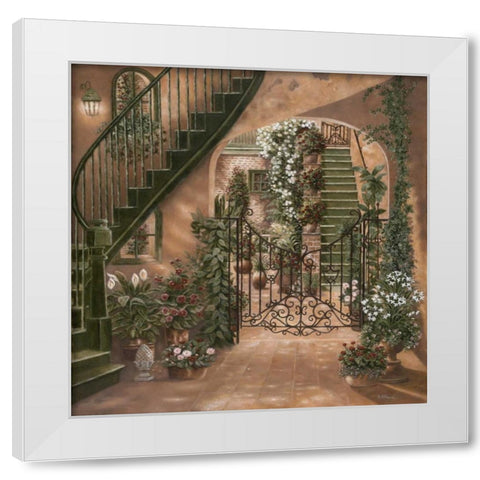 Nolas Courtyard I White Modern Wood Framed Art Print by Brown, Betsy