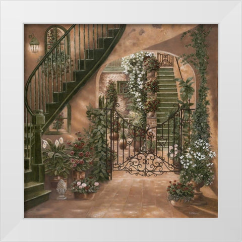 Nolas Courtyard I White Modern Wood Framed Art Print by Brown, Betsy
