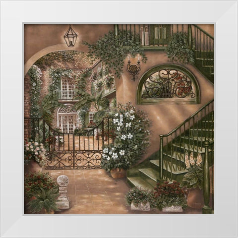 Nolas Courtyard II White Modern Wood Framed Art Print by Brown, Betsy