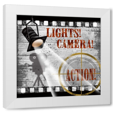 Lights-Camera White Modern Wood Framed Art Print by Knutsen, Conrad
