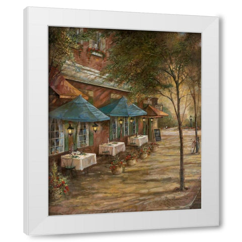 Dinner For Two White Modern Wood Framed Art Print by Manning, Ruane