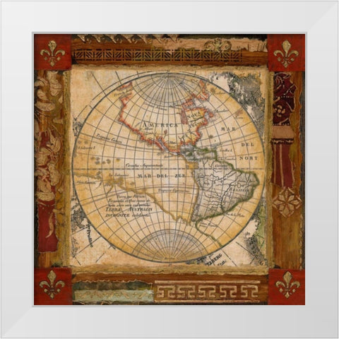 Corners of the Earth White Modern Wood Framed Art Print by Tava Studios