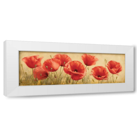 Poppies Grace I White Modern Wood Framed Art Print by Levashov, Igor
