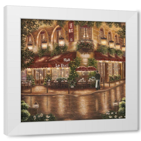 Cafe le Buci White Modern Wood Framed Art Print by Brown, Betsy