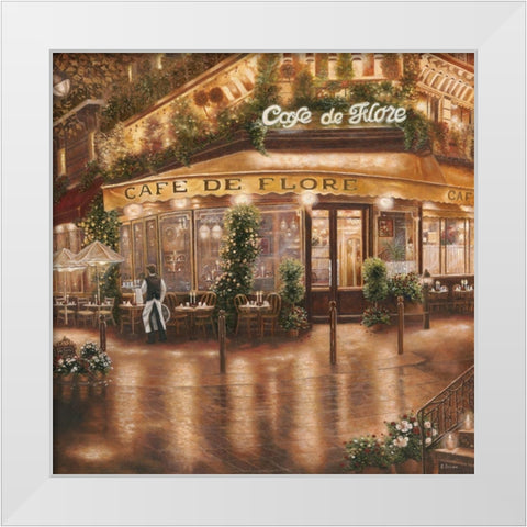 Cafe de Flore White Modern Wood Framed Art Print by Brown, Betsy