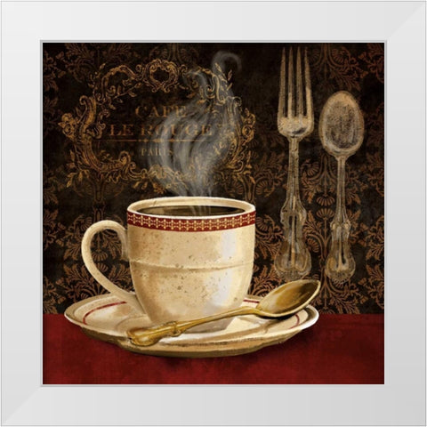 Cafe Rouge White Modern Wood Framed Art Print by Knutsen, Conrad