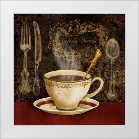 Cafe du Marche White Modern Wood Framed Art Print by Knutsen, Conrad