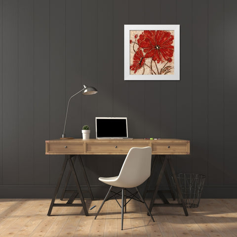 Red Passion II White Modern Wood Framed Art Print by Donovan, Maria