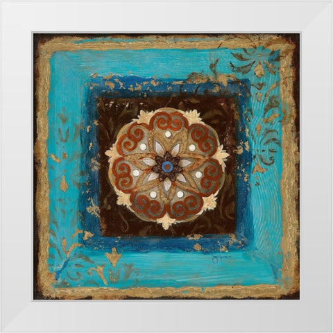 Exotic Medallion II White Modern Wood Framed Art Print by Tava Studios