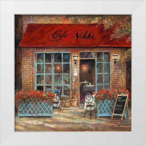 Cafe Nikki White Modern Wood Framed Art Print by Manning, Ruane