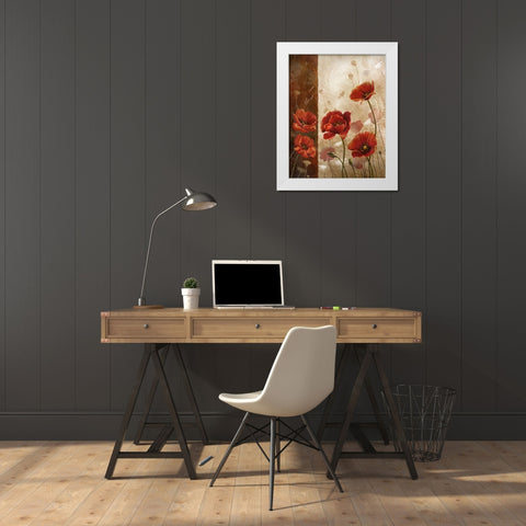 Wild Poppies I White Modern Wood Framed Art Print by Knutsen, Conrad