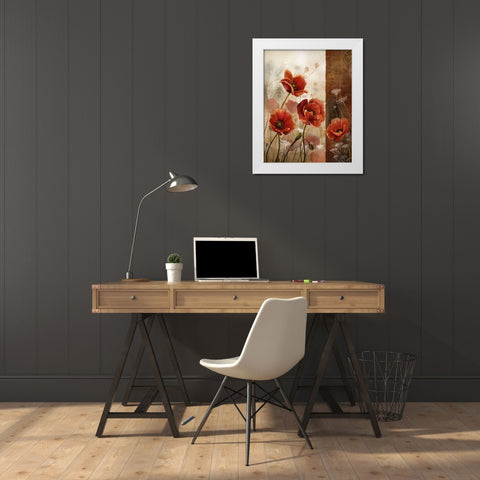 Wild Poppies II White Modern Wood Framed Art Print by Knutsen, Conrad
