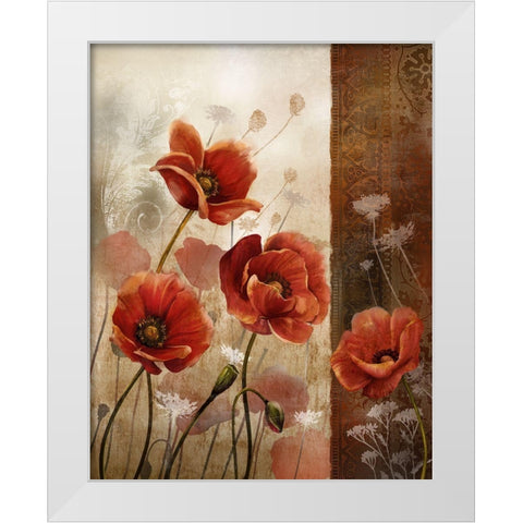 Wild Poppies II White Modern Wood Framed Art Print by Knutsen, Conrad