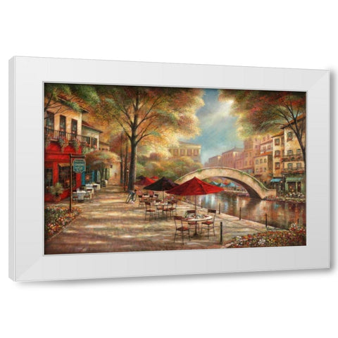 Riverwalk Charm White Modern Wood Framed Art Print by Manning, Ruane