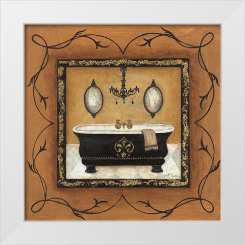 Gold Adorn Bath I White Modern Wood Framed Art Print by Tava Studios