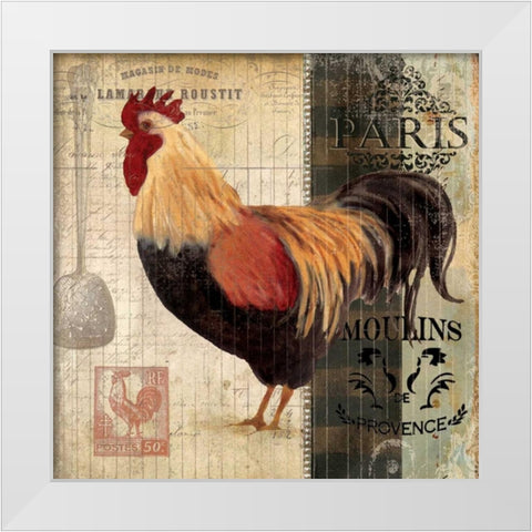 Cockerel II White Modern Wood Framed Art Print by Robinson, Carol
