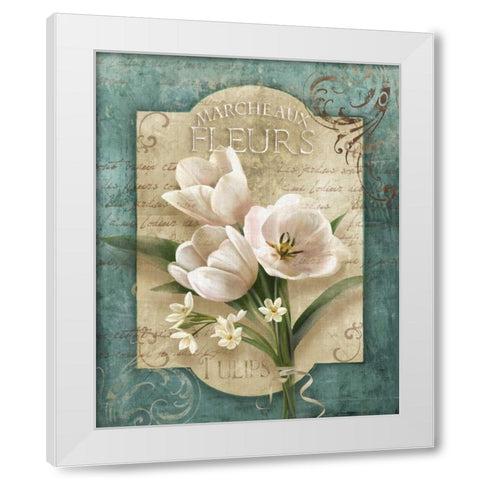 Marche aux Fleurs White Modern Wood Framed Art Print by Knutsen, Conrad