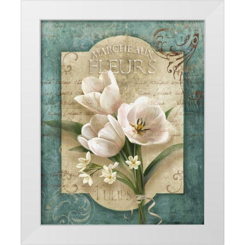 Marche aux Fleurs White Modern Wood Framed Art Print by Knutsen, Conrad