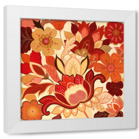 Vermilion Garden II White Modern Wood Framed Art Print by Tava Studios