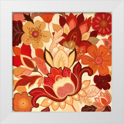 Vermilion Garden II White Modern Wood Framed Art Print by Tava Studios