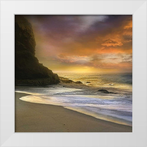 Morning Fire White Modern Wood Framed Art Print by Calascibetta, Mike