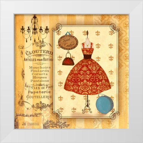 French Couture White Modern Wood Framed Art Print by Carroll, Jane