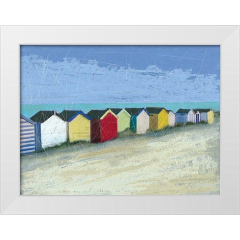 Beach Huts White Modern Wood Framed Art Print by Robinson, Carol