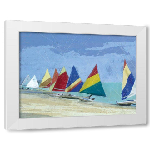 Sailboats White Modern Wood Framed Art Print by Robinson, Carol