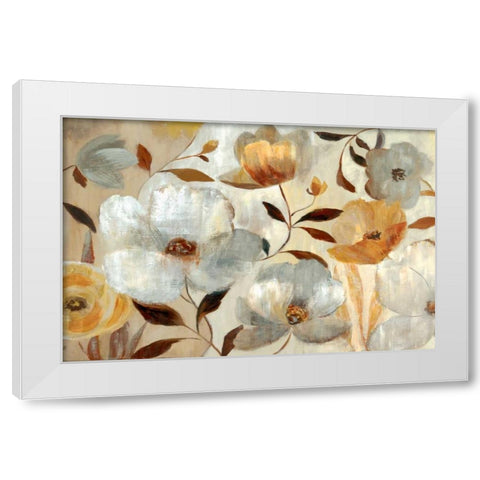 Golden Flower White Modern Wood Framed Art Print by Nan