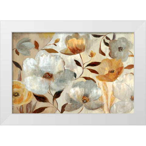 Golden Flower White Modern Wood Framed Art Print by Nan