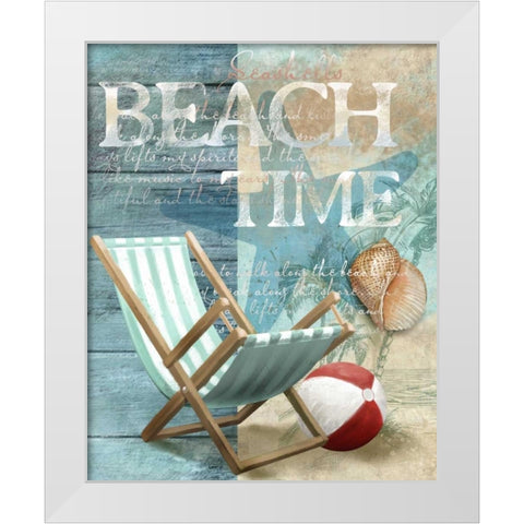 Beach Time White Modern Wood Framed Art Print by Knutsen, Conrad