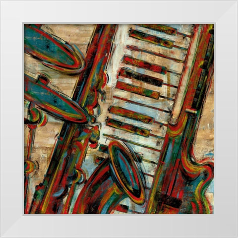 Jazz Montage White Modern Wood Framed Art Print by Donovan, Maria