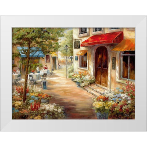 Cafe Afternoon White Modern Wood Framed Art Print by Nan
