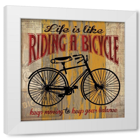 Life is Like Riding a Bicycle White Modern Wood Framed Art Print by Donovan, Maria