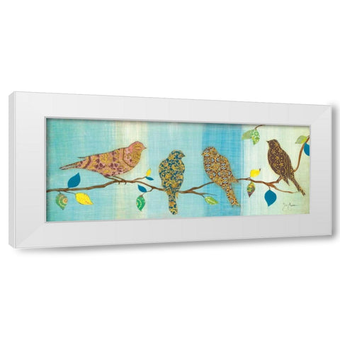 Bird Chat II White Modern Wood Framed Art Print by Tava Studios