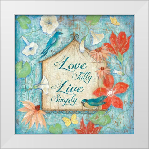 Love Fully White Modern Wood Framed Art Print by Tava Studios