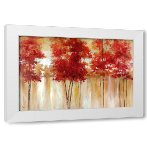 Red Trees White Modern Wood Framed Art Print by Nan