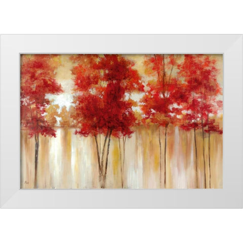 Red Trees White Modern Wood Framed Art Print by Nan