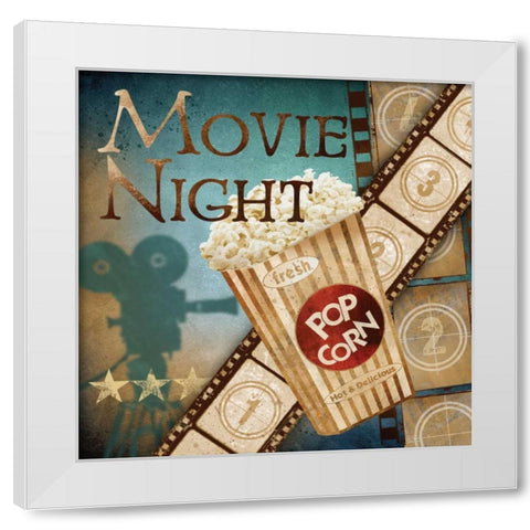 Movie Night White Modern Wood Framed Art Print by Knutsen, Conrad