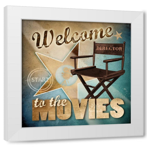 Welcome ToThe Movies White Modern Wood Framed Art Print by Knutsen, Conrad