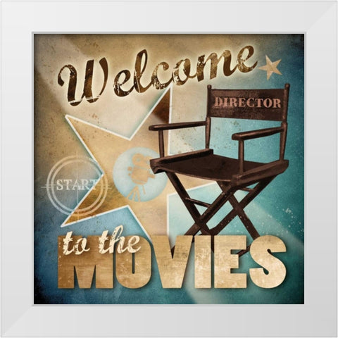 Welcome ToThe Movies White Modern Wood Framed Art Print by Knutsen, Conrad