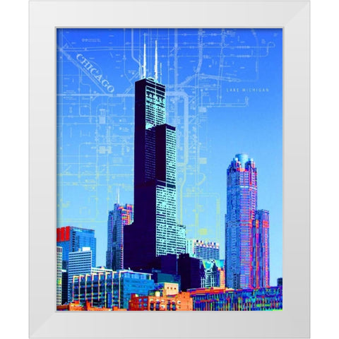Willis Tower White Modern Wood Framed Art Print by Donovan, Kelly