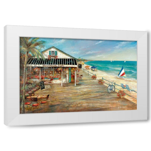 Boardwalk Cafe White Modern Wood Framed Art Print by Manning, Ruane