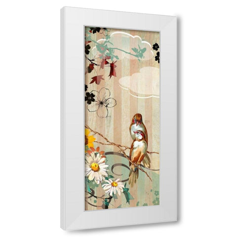 Vintage Love Birds I White Modern Wood Framed Art Print by Donovan, Kelly