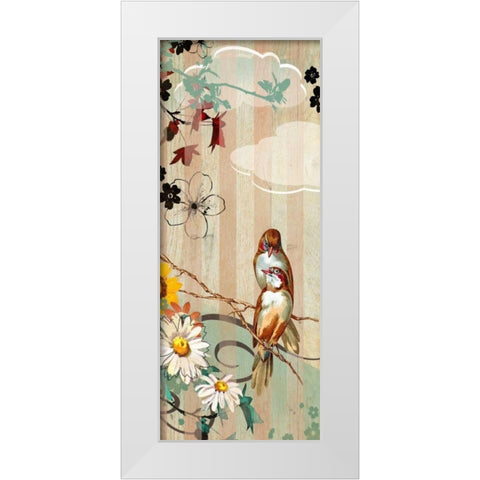 Vintage Love Birds I White Modern Wood Framed Art Print by Donovan, Kelly