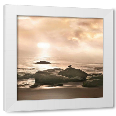 Malibu Sunset White Modern Wood Framed Art Print by Calascibetta, Mike