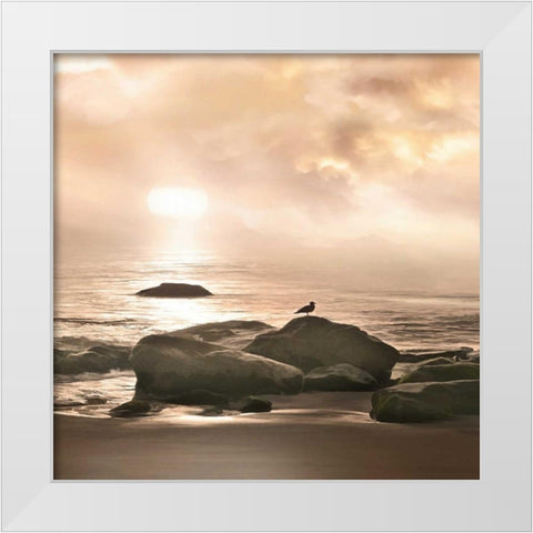 Malibu Sunset White Modern Wood Framed Art Print by Calascibetta, Mike